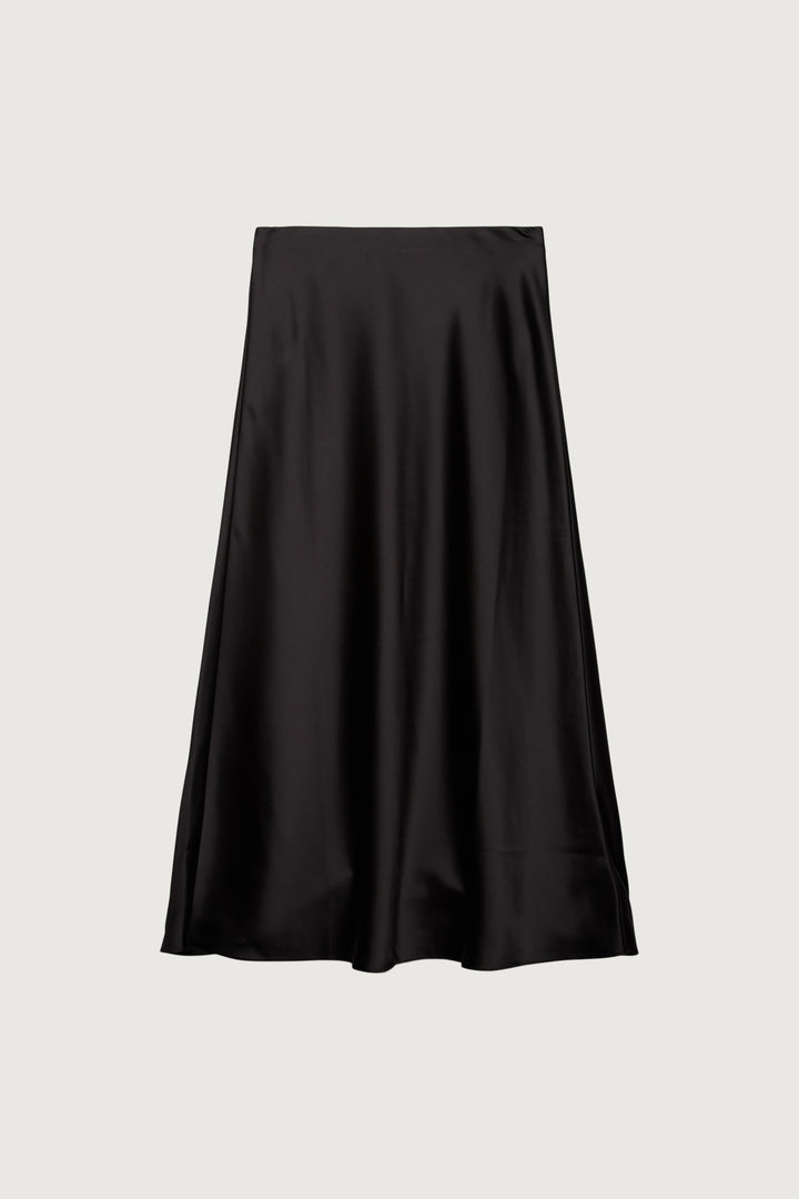 SATIN MAXI SKIRT in Black — alternate angle