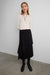 Asymmetrical midi wrap skirt in black — main image