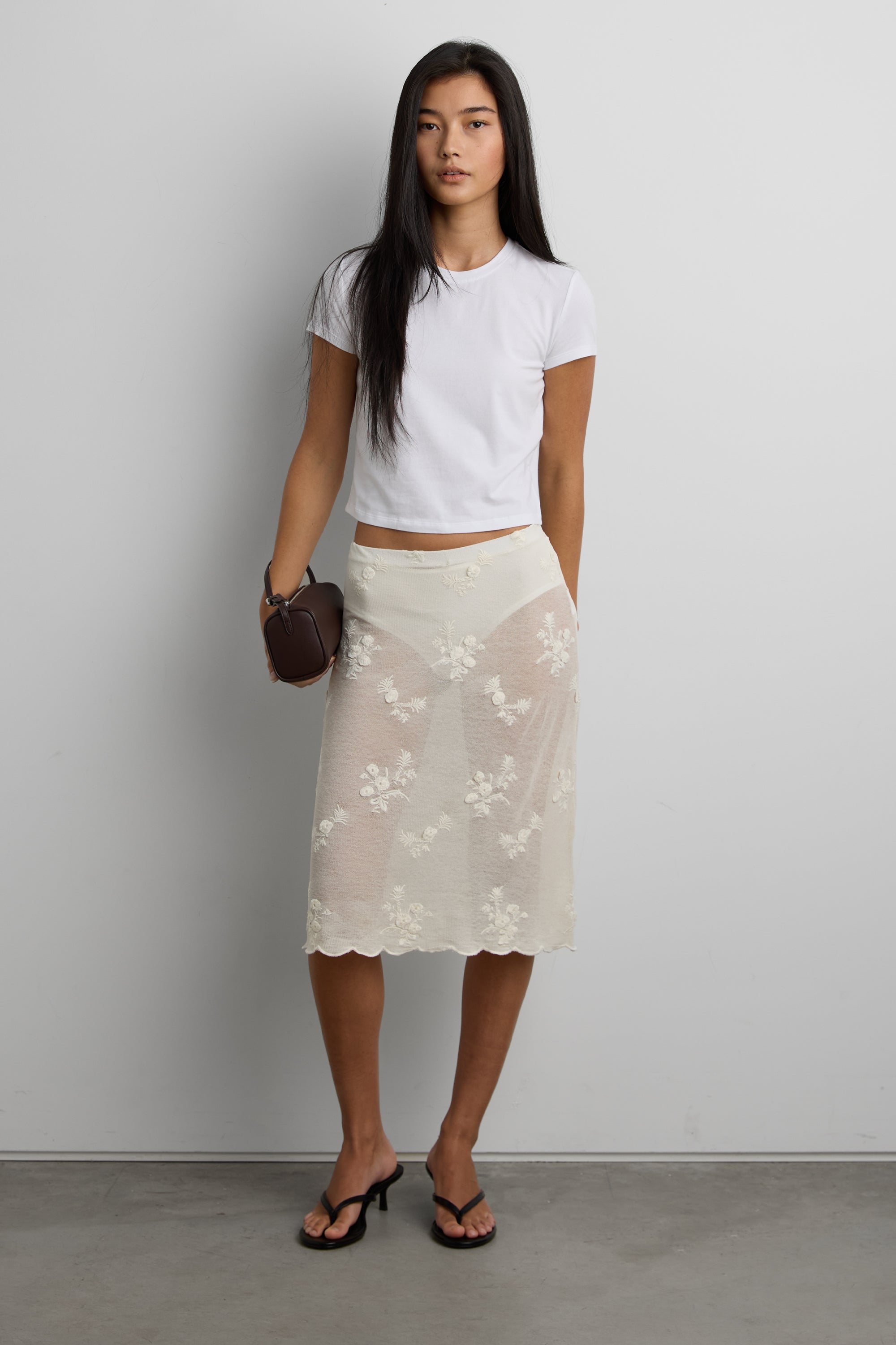 Floral Embroidered Lace Skirt | OAK + FORT