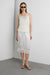 Lace trim silky midi skirt in gray — main image