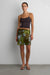 Vintage satin floral midi skirt in green floral — main image