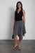 Tartan print a-line midi skirt in black plaid — main image