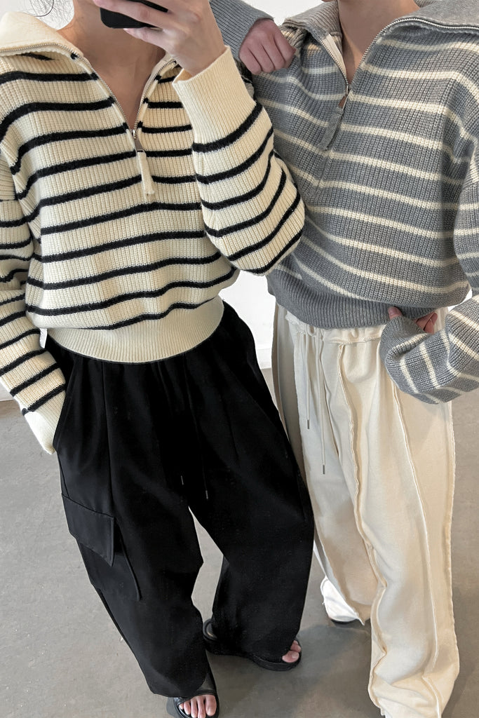 Striped Half Zip Sweater | OAK + FORT