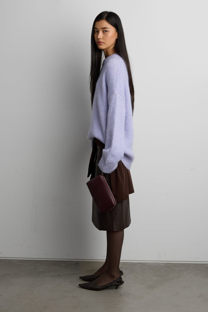 OVERSIZED CREWNECK SWEATER in Purple Orchid — alternate angle