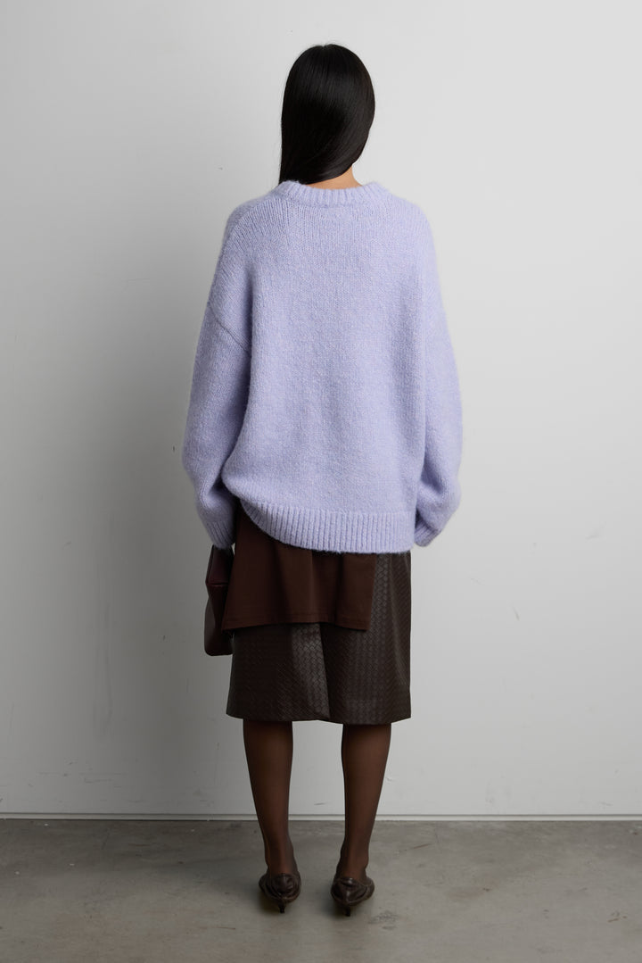 OVERSIZED CREWNECK SWEATER in Purple Orchid — alternate angle