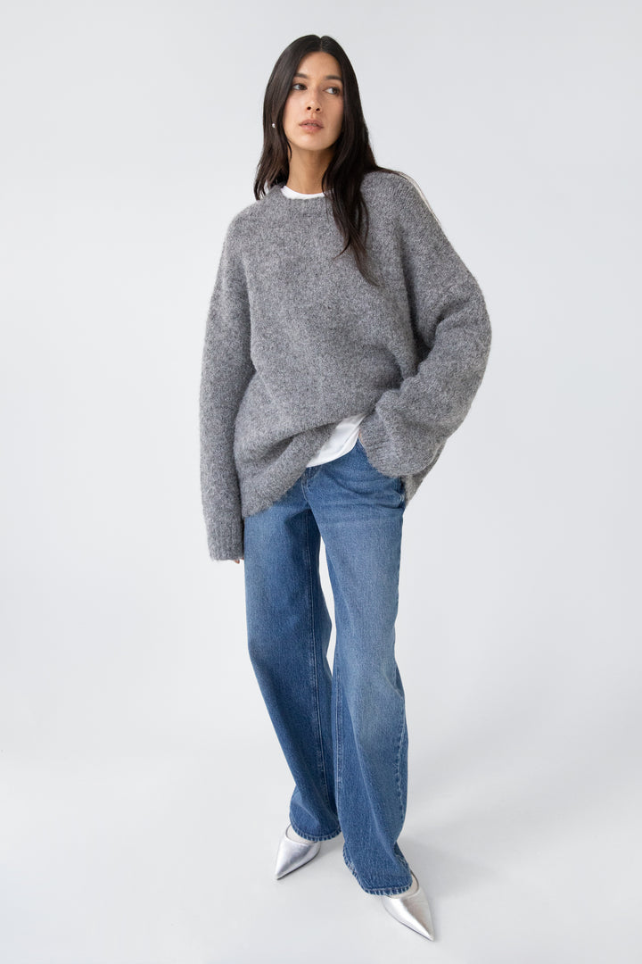 OVERSIZED CREWNECK SWEATER in Smoked Pearl — alternate angle