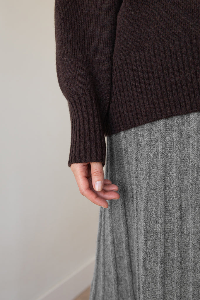 Light Brown Knit Wool Oversized Long Sleeve Turtleneck Pullover Sweater