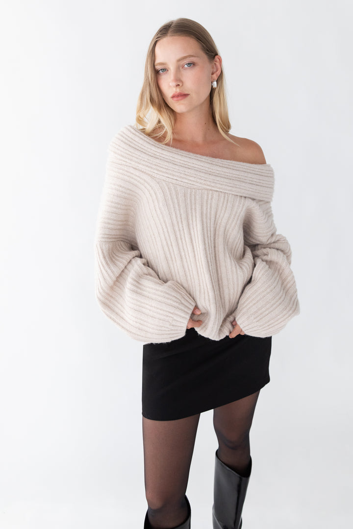 SLOUCHY OFF THE SHOULDER SWEATER