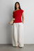 Asymmetrical off the shoulder cap sleeve sweater in cherry — main image