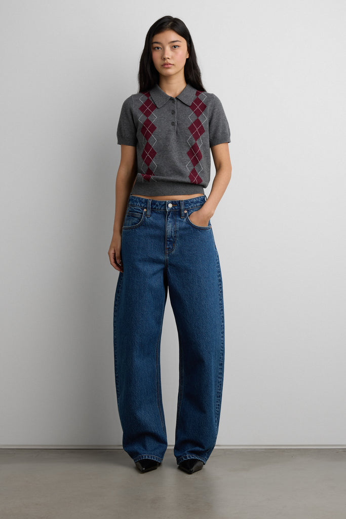 Argyle Short Sleeve Polo Sweater | OAK + FORT