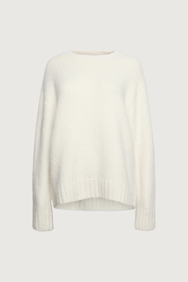 BRUSHED ALPACA OVERSIZED CREWNECK SWEATER in Cream — alternate angle