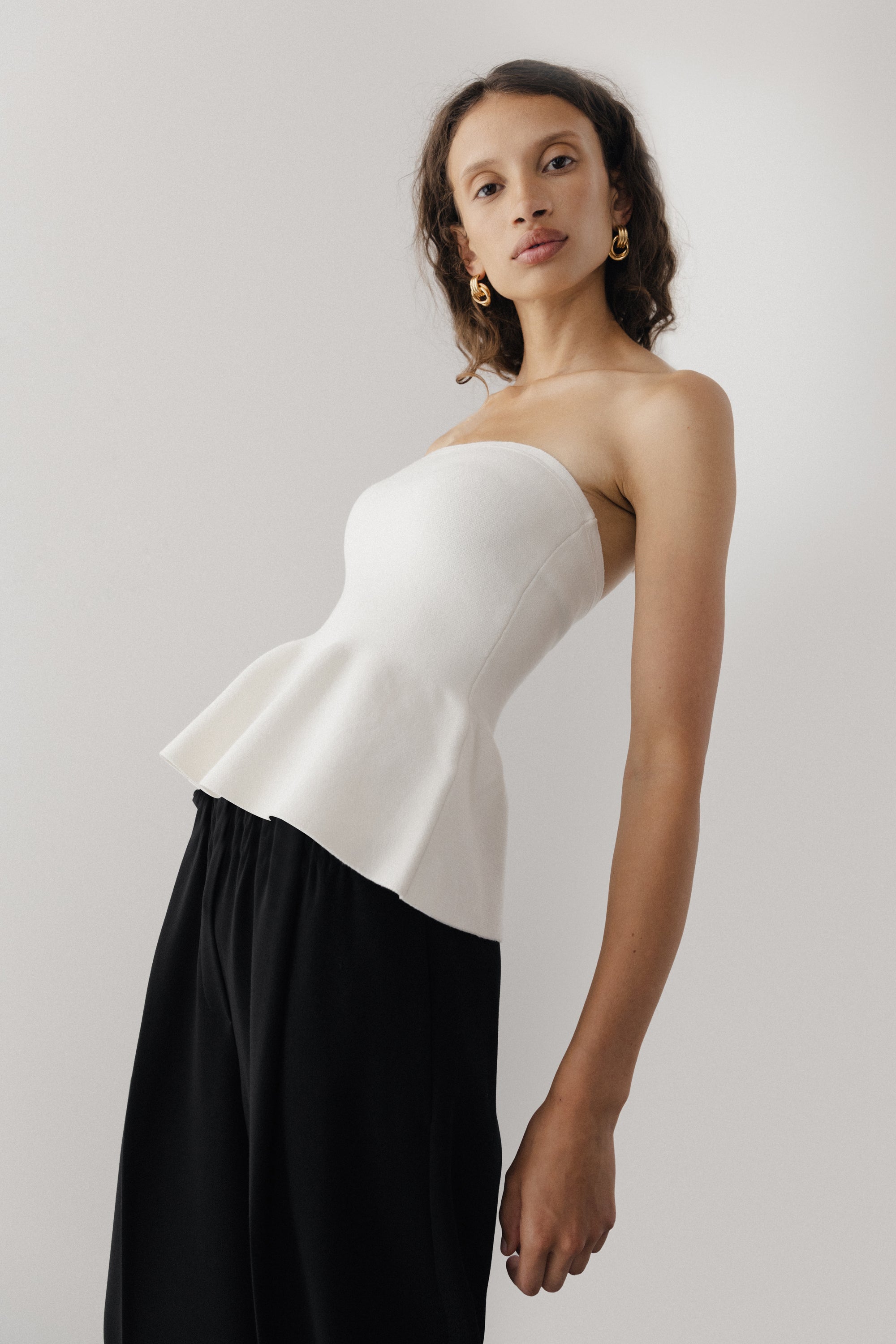 Knit Peplum Tube Top | OAK + FORT