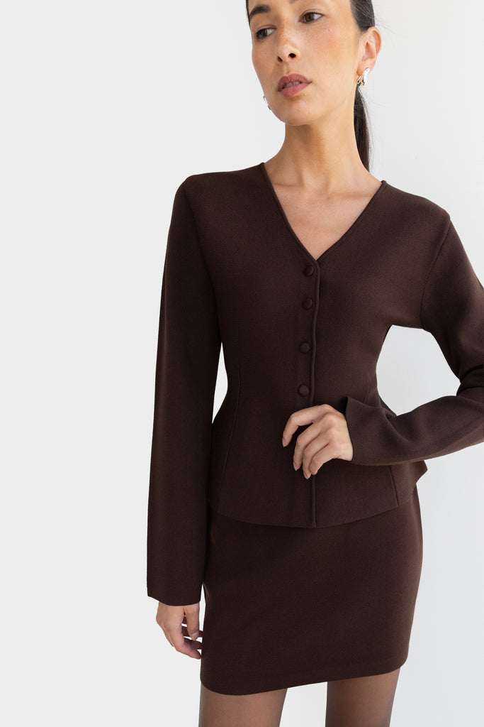 Button Front Peplum Sweater | OAK + FORT