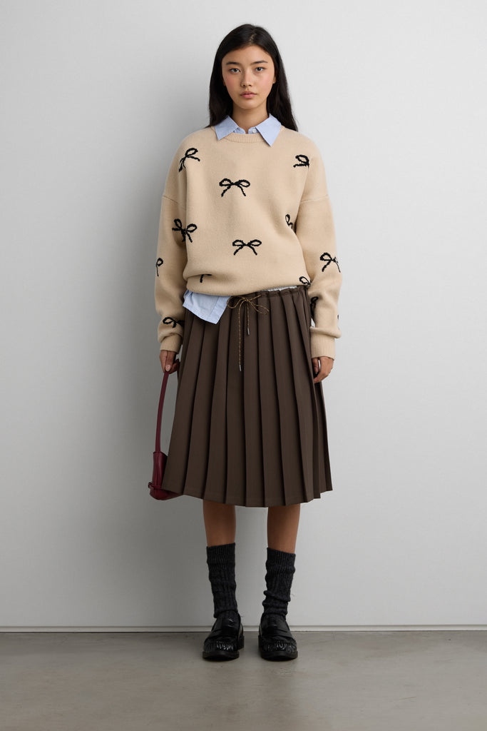 Bow Jacquard Knit Sweater | OAK + FORT
