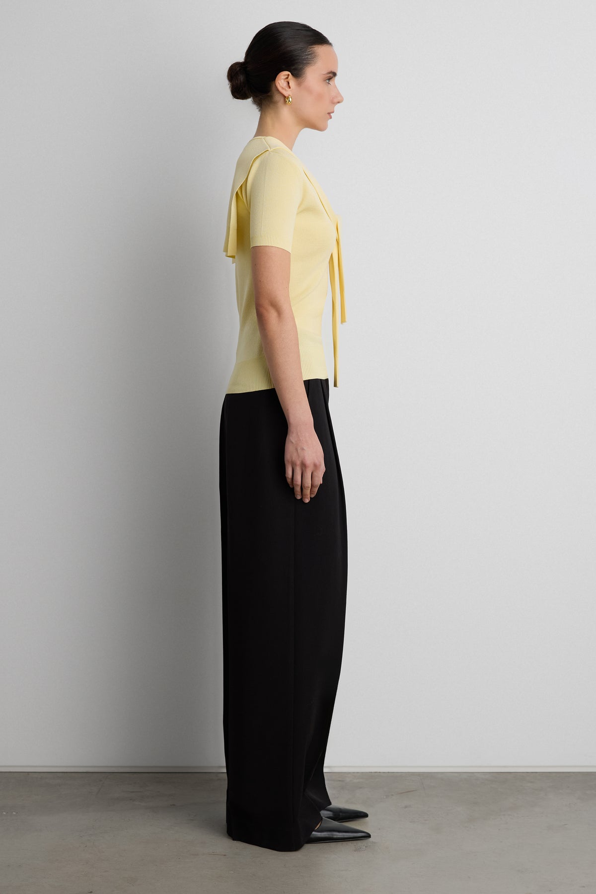 Front Effect Short Sleeve Sweater With Tied Front Effect | OAK + FORT
