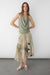 Knit cowl neck halter top in lichen green — main image