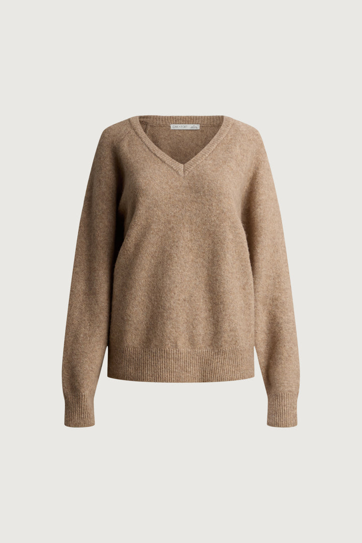 V-NECK SWEATER in SOFT MOCHA — alternate angle
