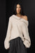 Oversized slouchy off the shoulder sweater in oatmeal — main image