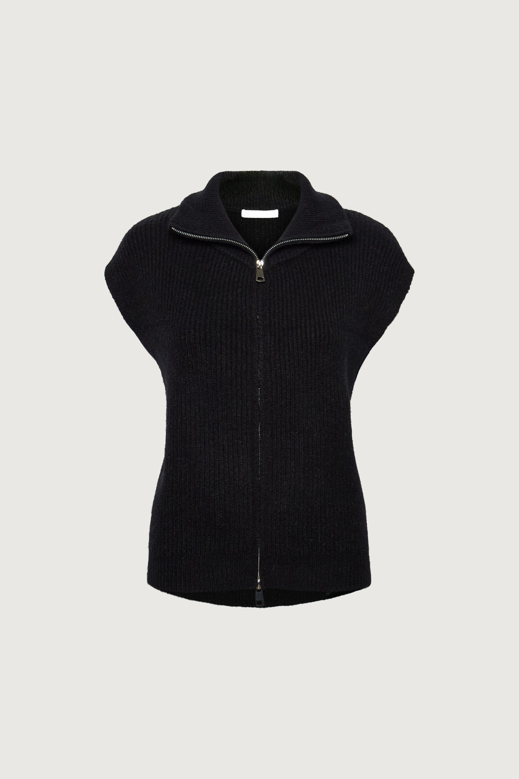 Ribbed Knit Mock Neck Zip-Up Sweater Vest | OAK + FORT