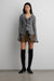 Ruffled v-neck sweater in medium grey — main image