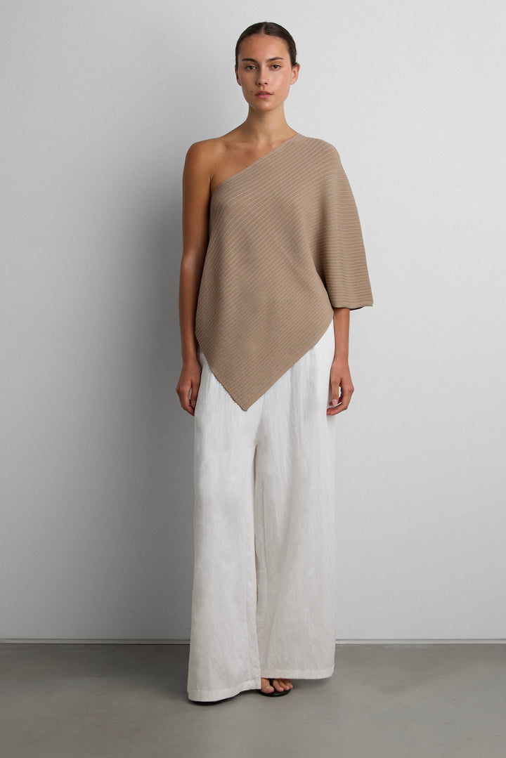 KNIT CAPE PONCHO in Taupe — alternate angle