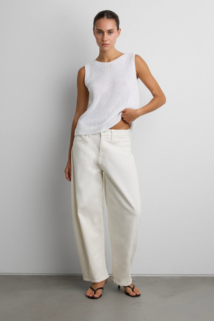 OPEN-KNIT SWEATER VEST in Ivory — alternate angle