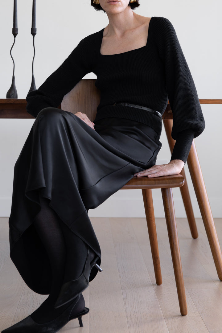 SQUARE NECK SWEATER in Black — alternate angle