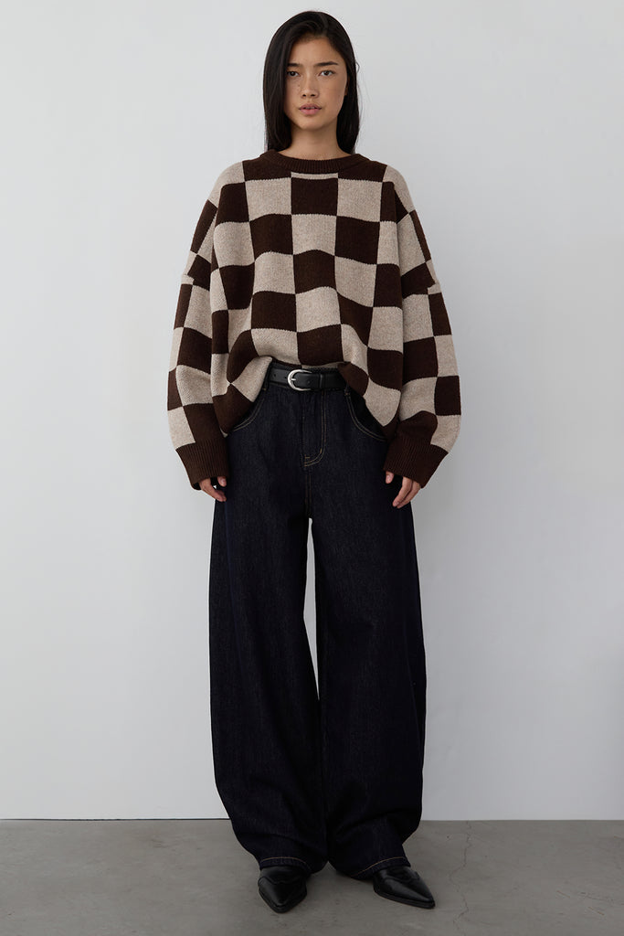 Checkered Crewneck Sweater | OAK + FORT