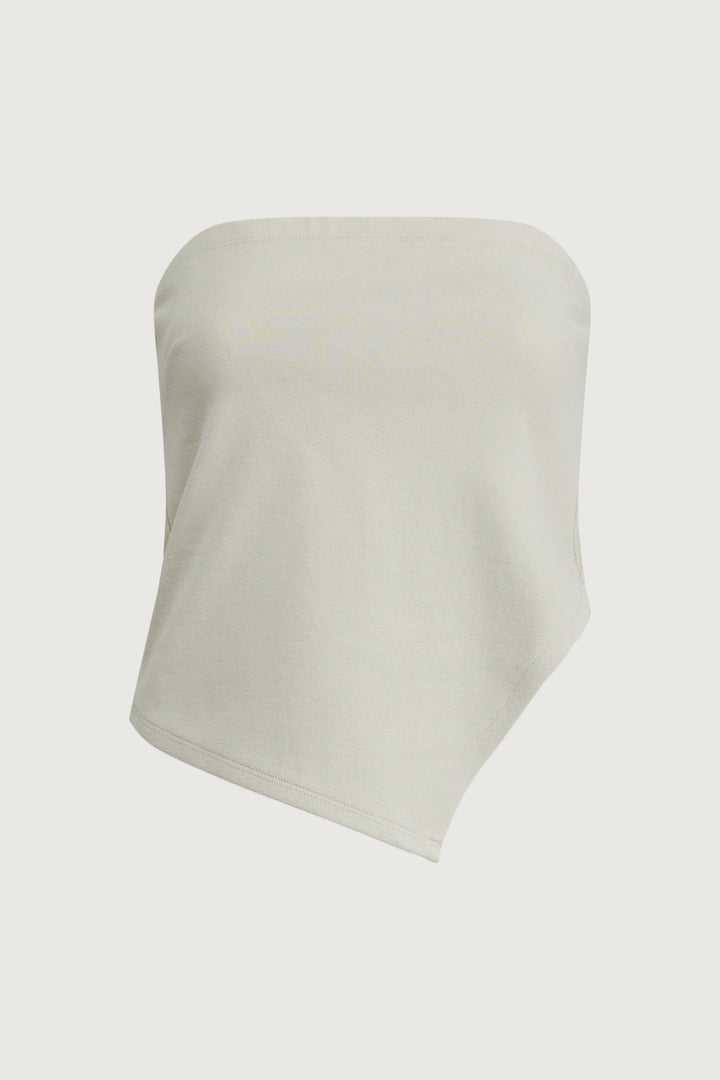 CROPPED TUBE TOP WITH SIDE SLIT in Abbey Stone — alternate angle