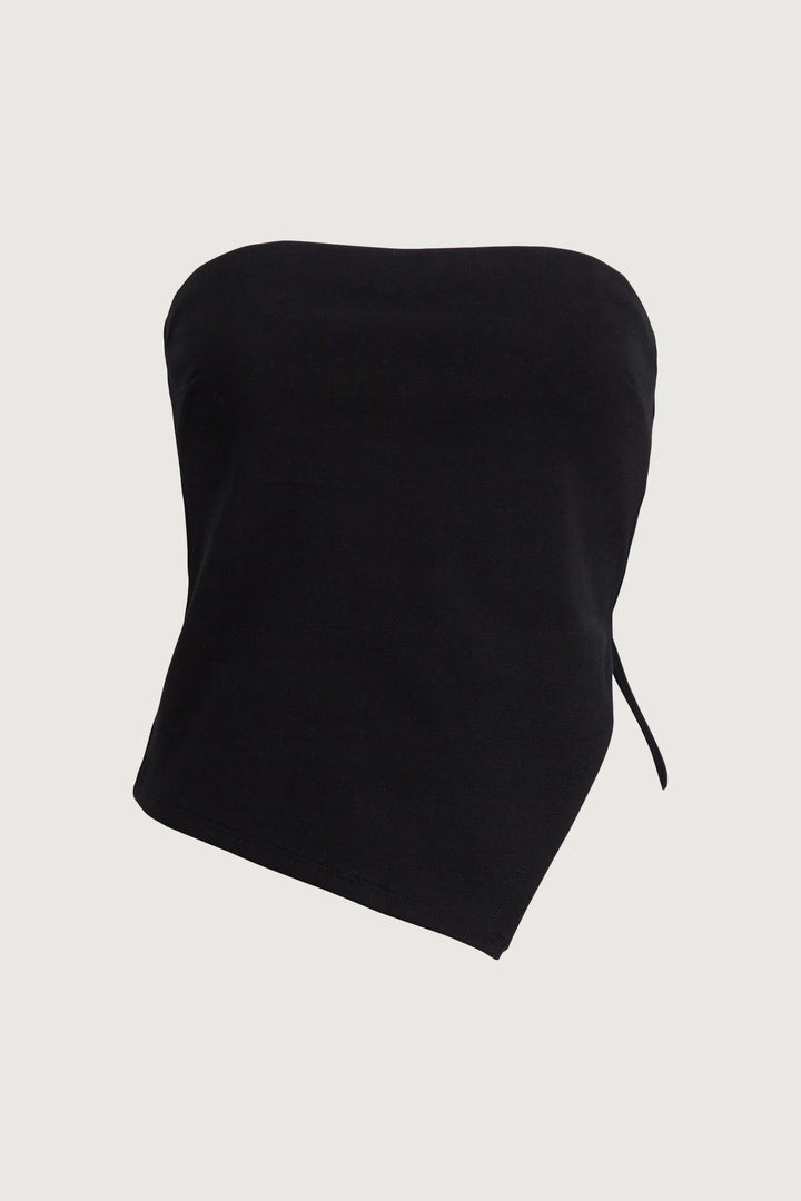 CROPPED TUBE TOP WITH SIDE SLIT in Black — alternate angle