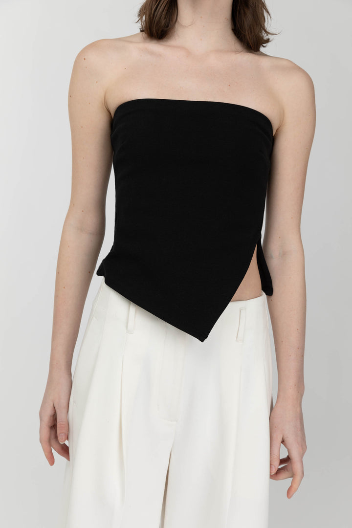 CROPPED TUBE TOP WITH SIDE SLIT