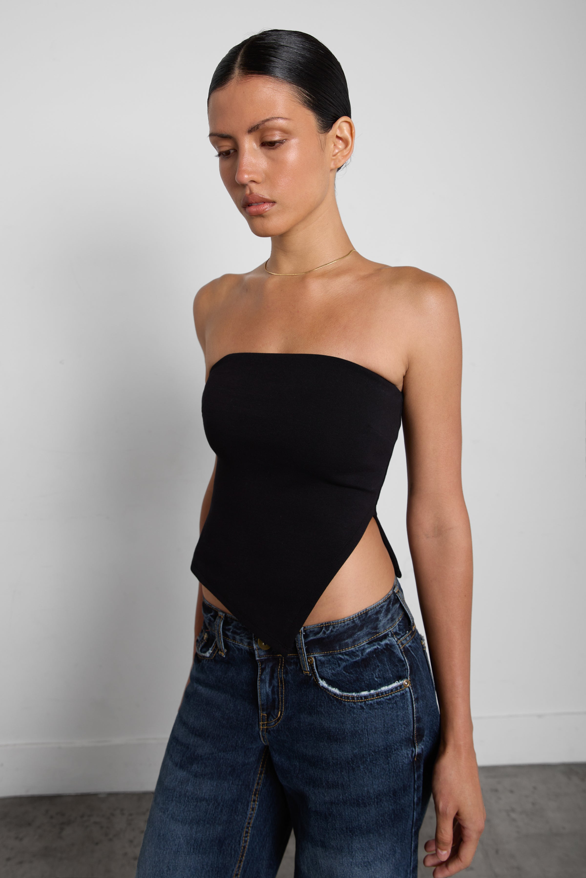 Cropped Tube Top with Side Slit | OAK + FORT