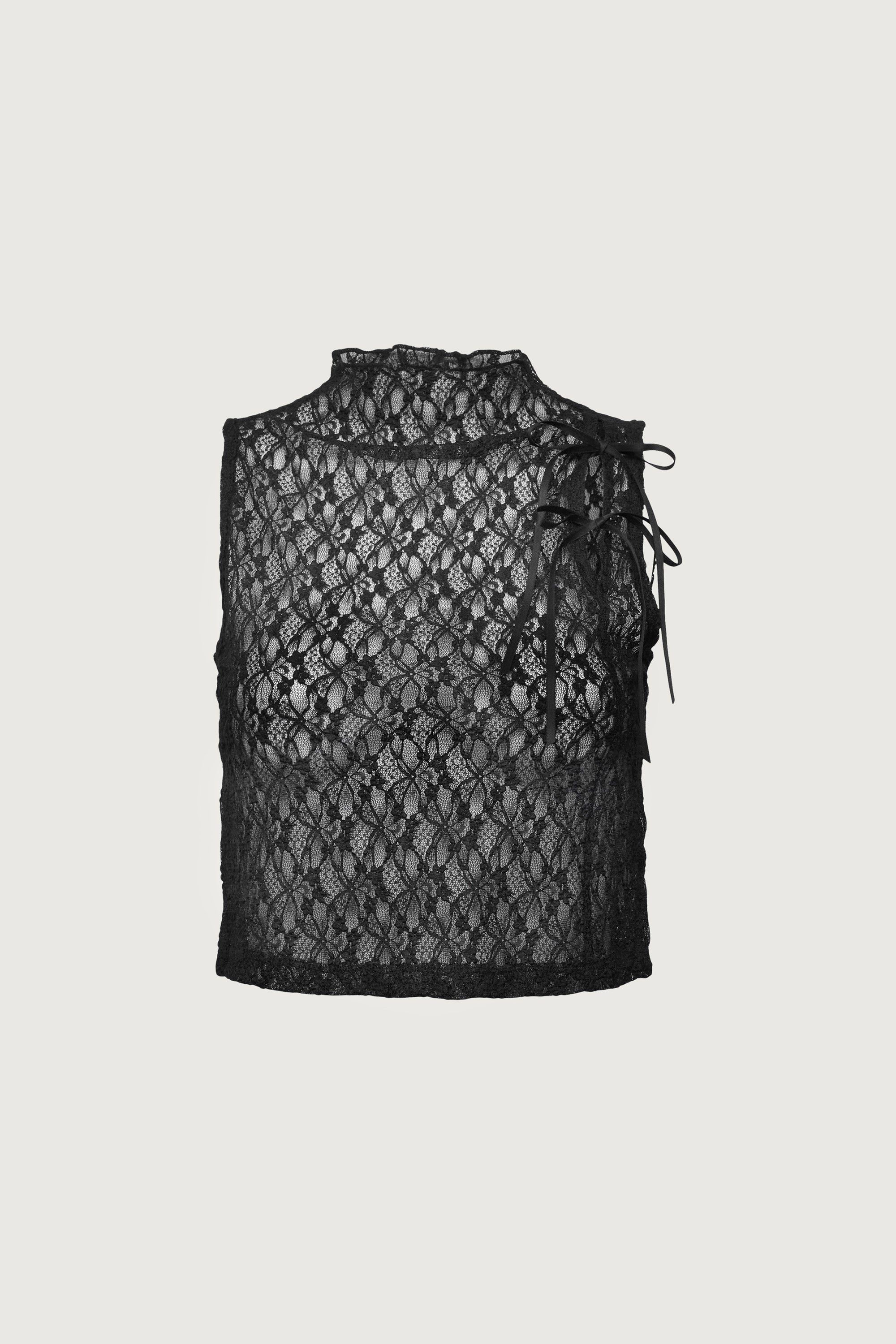 Lace Mockneck Tank Top with Bows | OAK + FORT