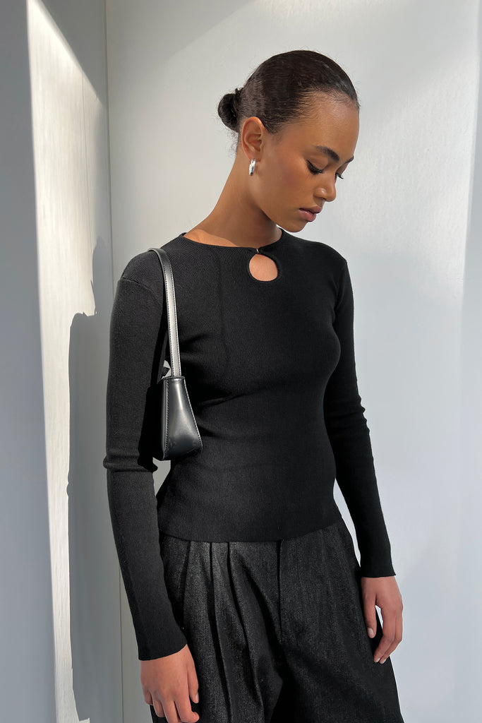 long sleeve chest cut out top