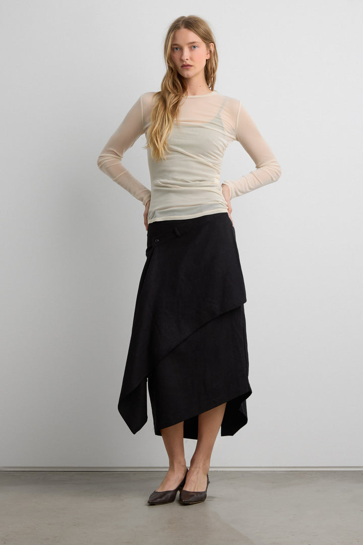 MESH LONG SLEEVE TOP in Fog — alternate angle