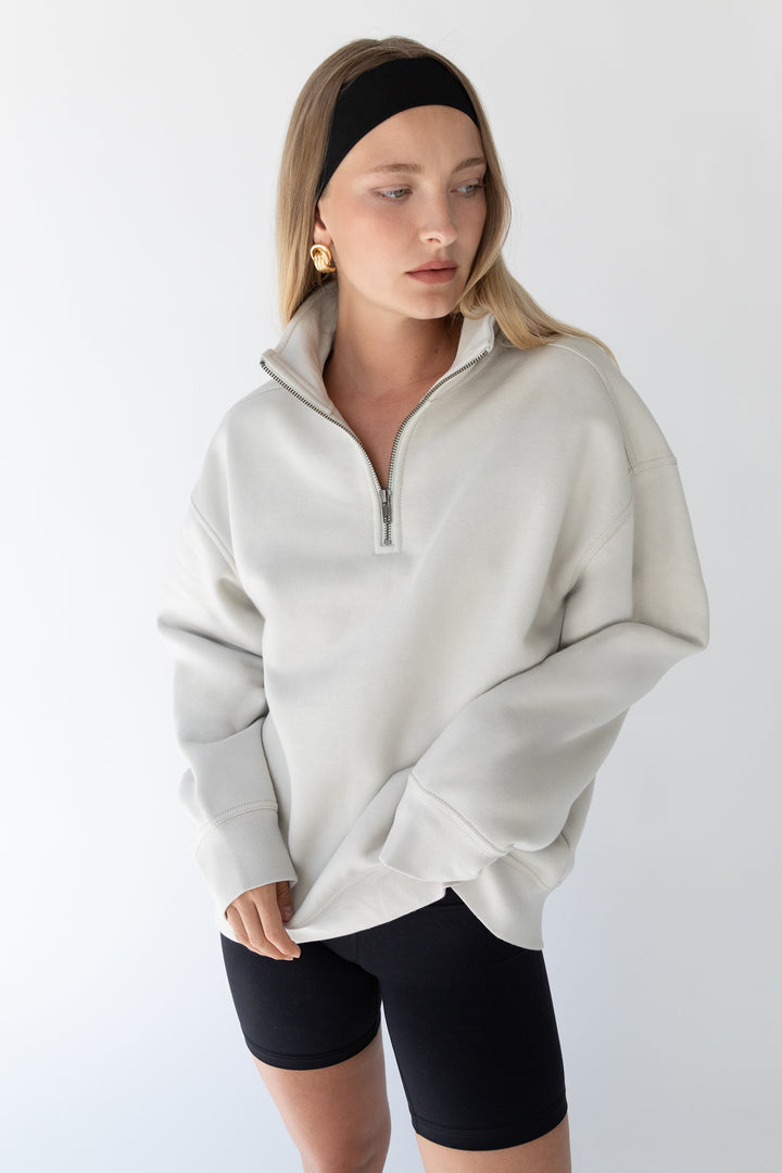 HALF-ZIP SWEATSHIRT in Pelican — alternate angle