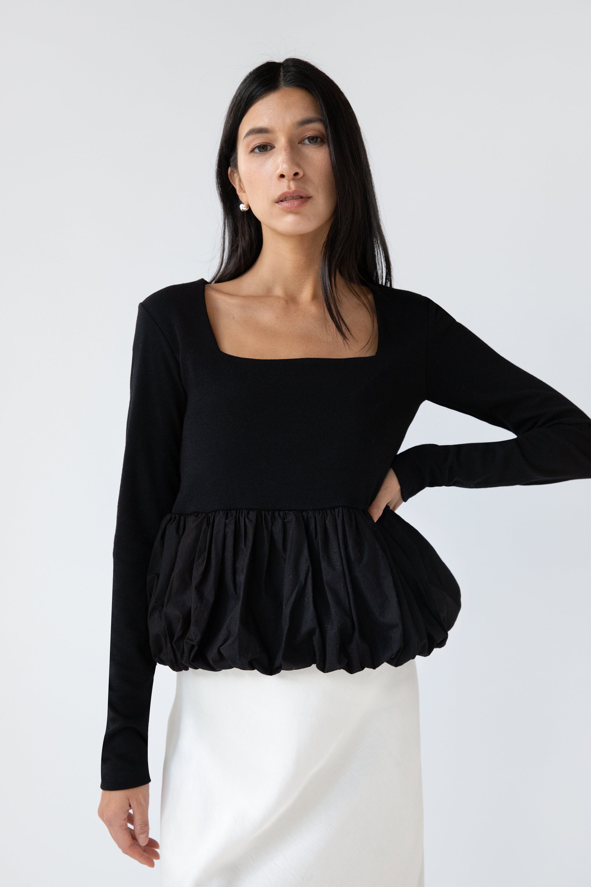 womens bubble hem tops
