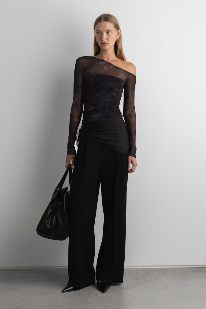 Floral Print Off Shoulder Long Sleeve Top | OAK + FORT