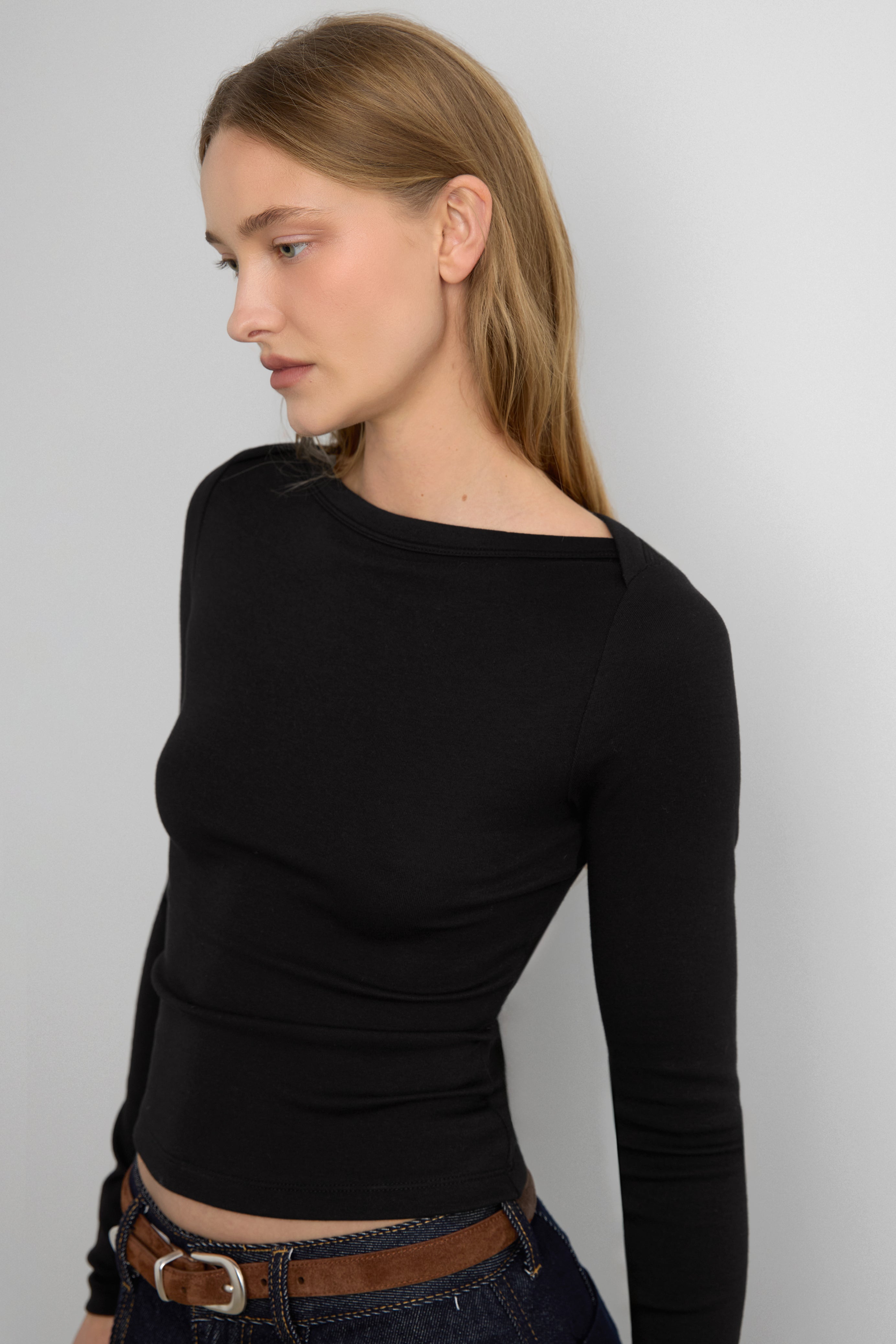 Boat Neck Long Sleeve Top | OAK + FORT