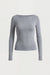 Boat neck long sleeve top in medium heather grey — main image