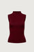 Fitted mockneck tank top in cabernet — main image