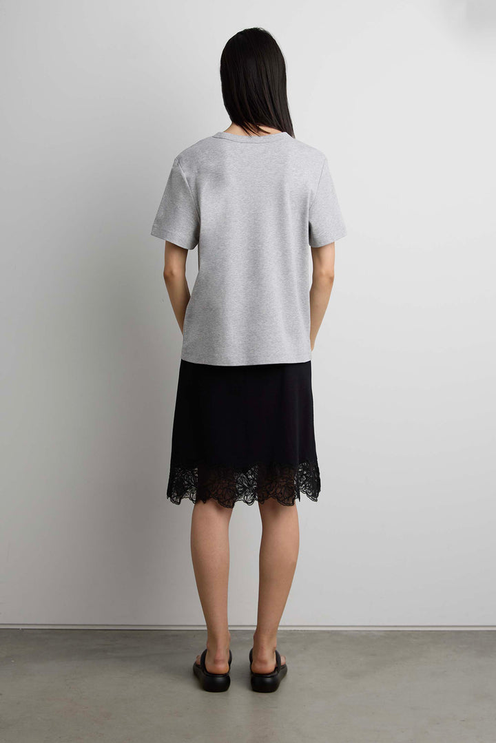 100% COTTON RELAXED FIT T-SHIRT in Medium Heather Grey — alternate angle