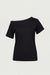 Relaxed fit off the shoulder t-shirt in black — main image
