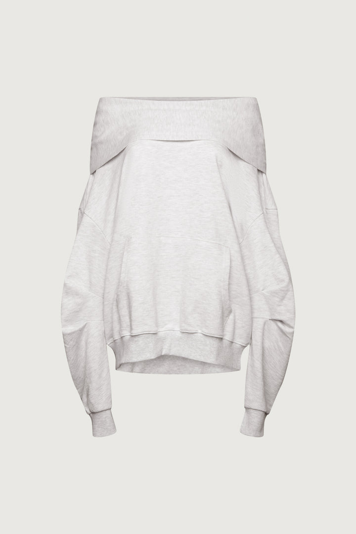 SLOUCHY OVERSIZED HOODIE in Melange Grey — alternate angle