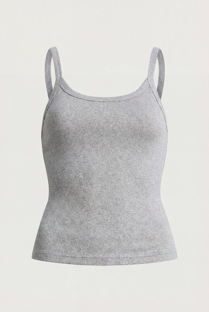 RIBBED TANK TOP in Medium Heather Grey — alternate angle