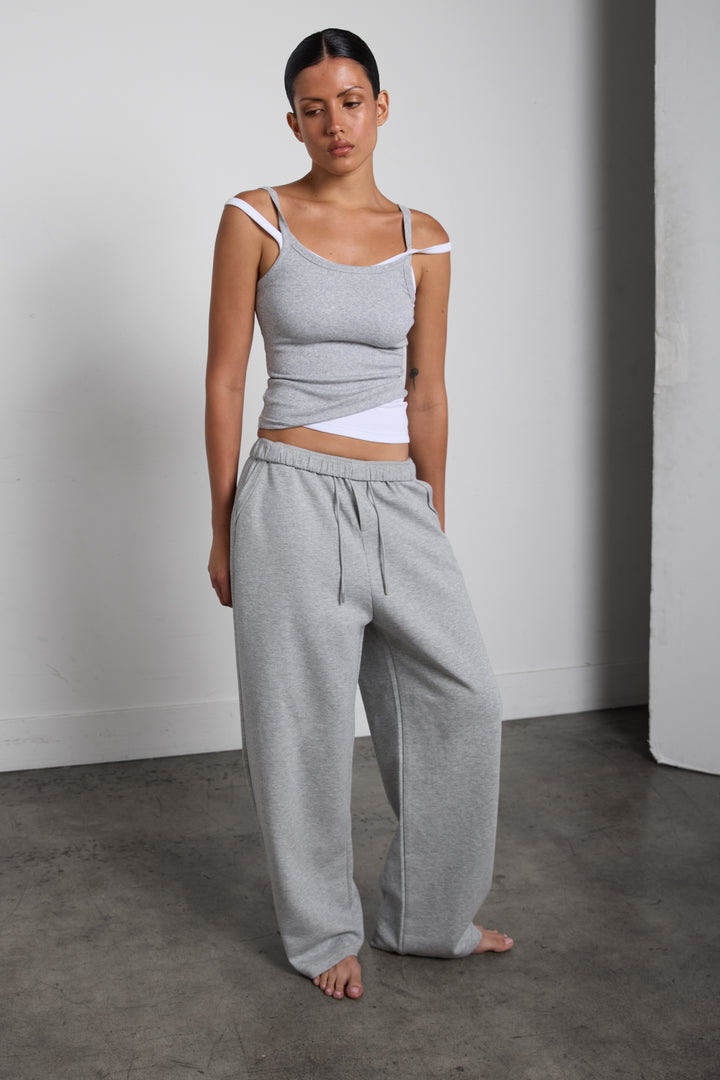RIBBED TANK TOP in Medium Heather Grey — alternate angle