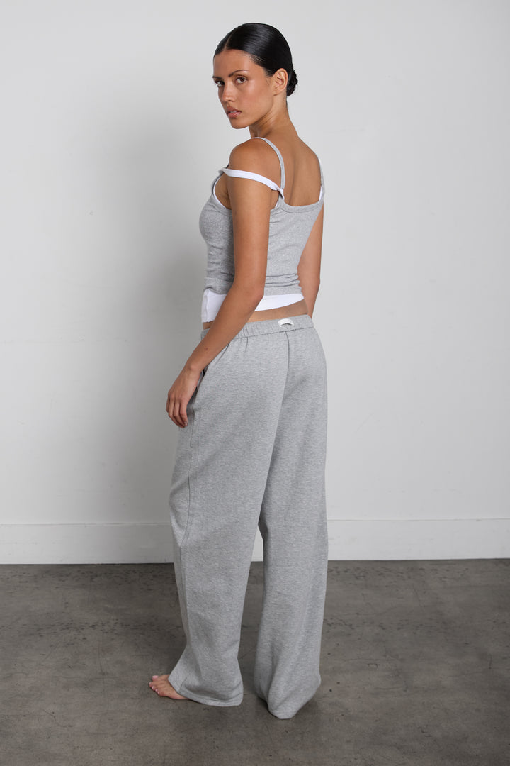 RIBBED TANK TOP in Medium Heather Grey — alternate angle