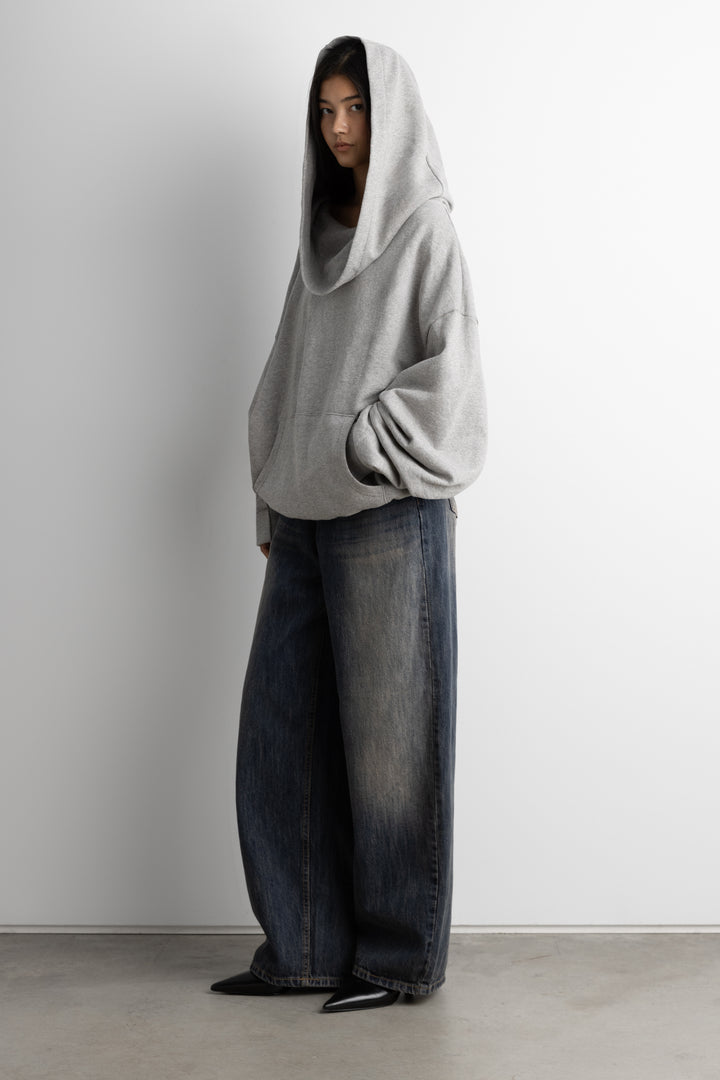 SLOUCHY OVERSIZED HOODIE in Medium Heather Grey — alternate angle