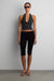 Polka dot halter neck top in black white polka dot — main image