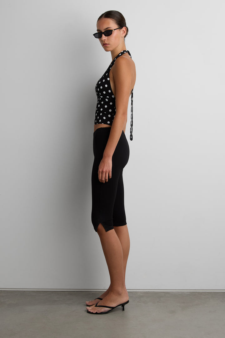 POLKA DOT HALTER NECK TOP in White Black Polka Dot — alternate angle